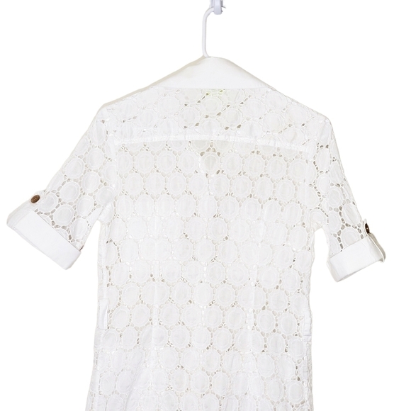 Craig Taylor Mini Eyelet Lace Button Down Shirt Dress - Picture 4 of 7